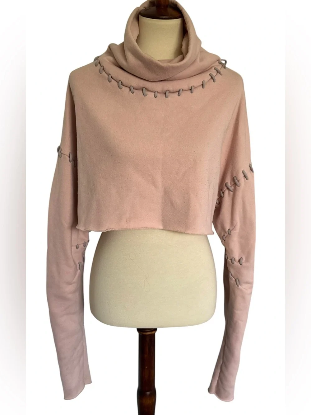 Alo Yoga Splice Rosewater Pink Cropped Sweatshirt Size Large **FAIR**